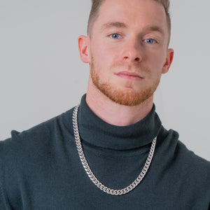 Stainless Steel 10mm Diamond Cut Curb Chain Necklace