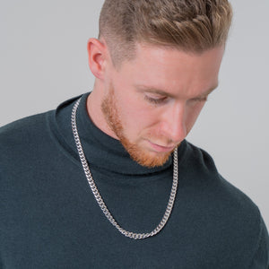 Stainless Steel 8mm Diamond Cut Curb Chain Necklace