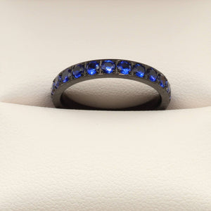 Blue Stone Black 3mm Full Glitz Ring