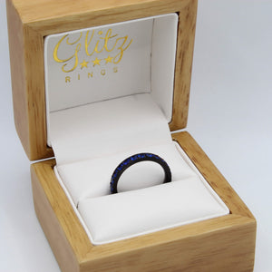 Blue Stone Black 3mm Full Glitz Ring