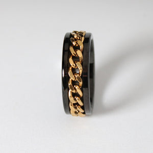 Black with Gold Rotating Chain 8mm Wonder Ring