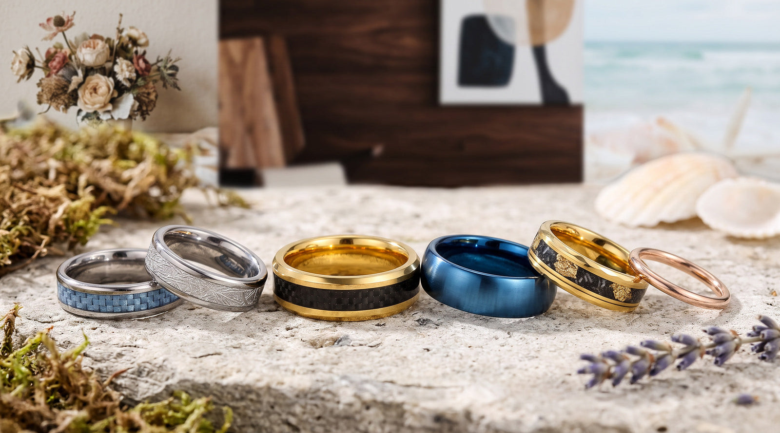 Collection of Tungsten Scratch Resistant Wonder Rings