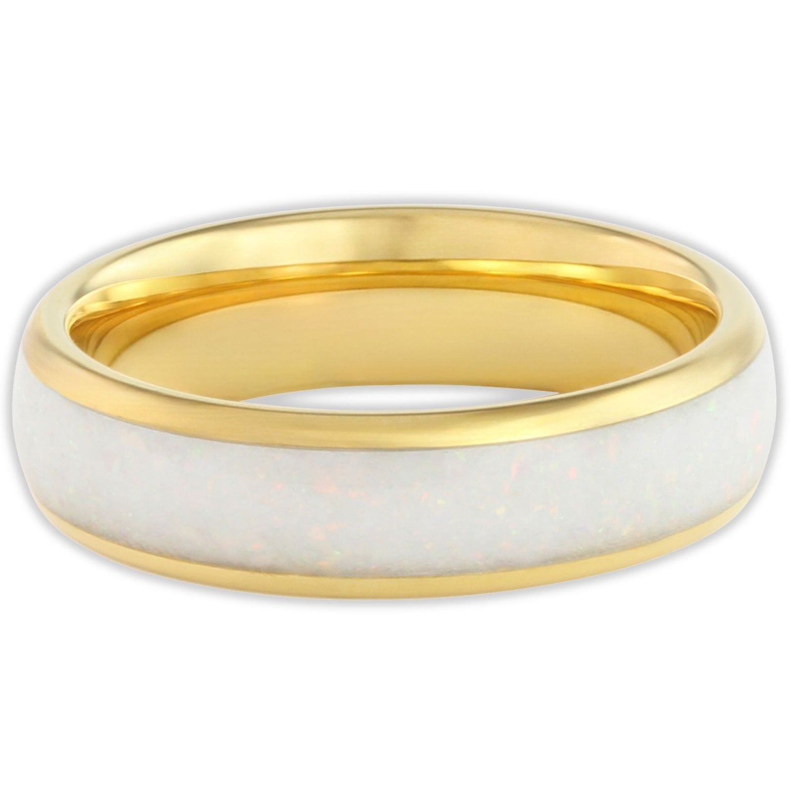 The Golden White Opal 6mm Wonder Ring Size M - Clearance 1076