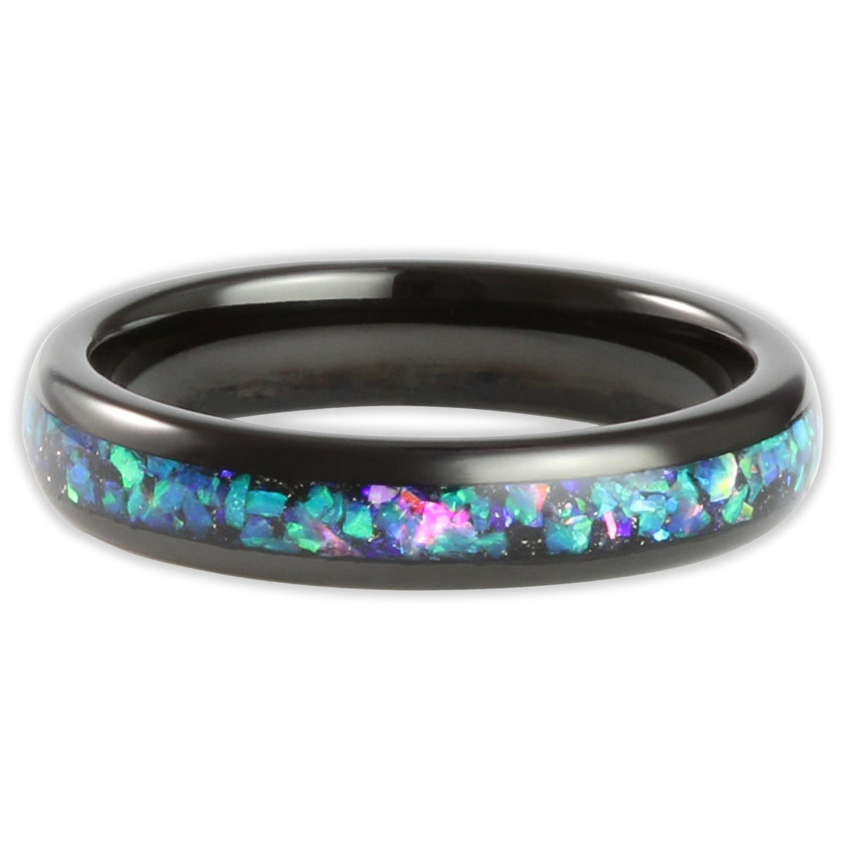 The Black Opal 4mm Wonder Ring Size O - Clearance 