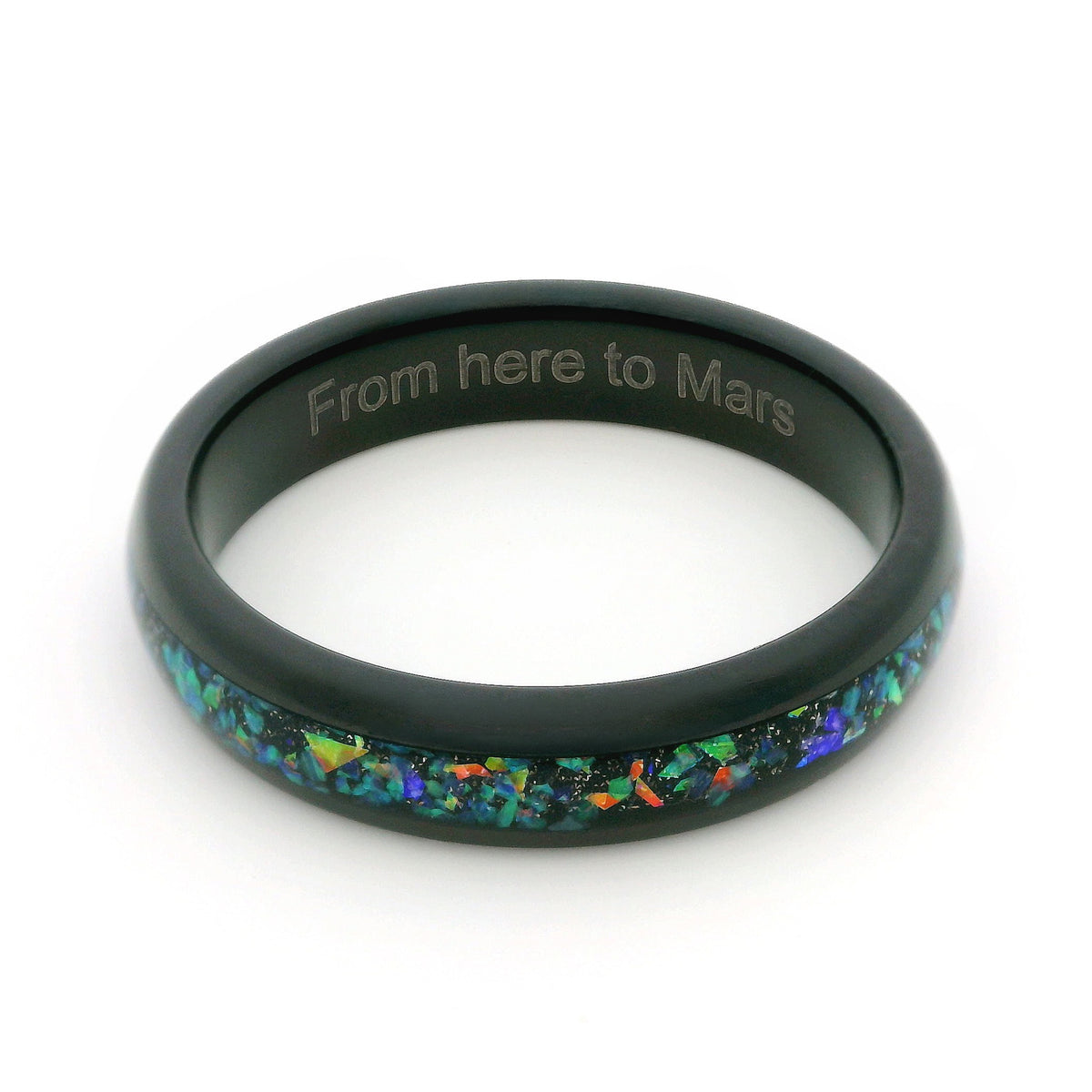 The Black Opal 4mm Wonder Ring Size O - Clearance 1189
