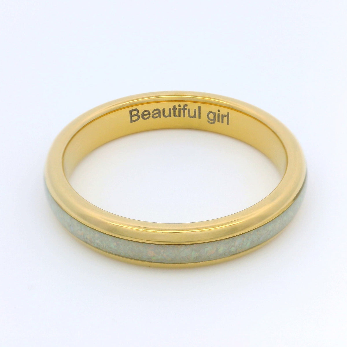 The Golden White Opal 4mm Wonder Ring Size U - Clearance 1132