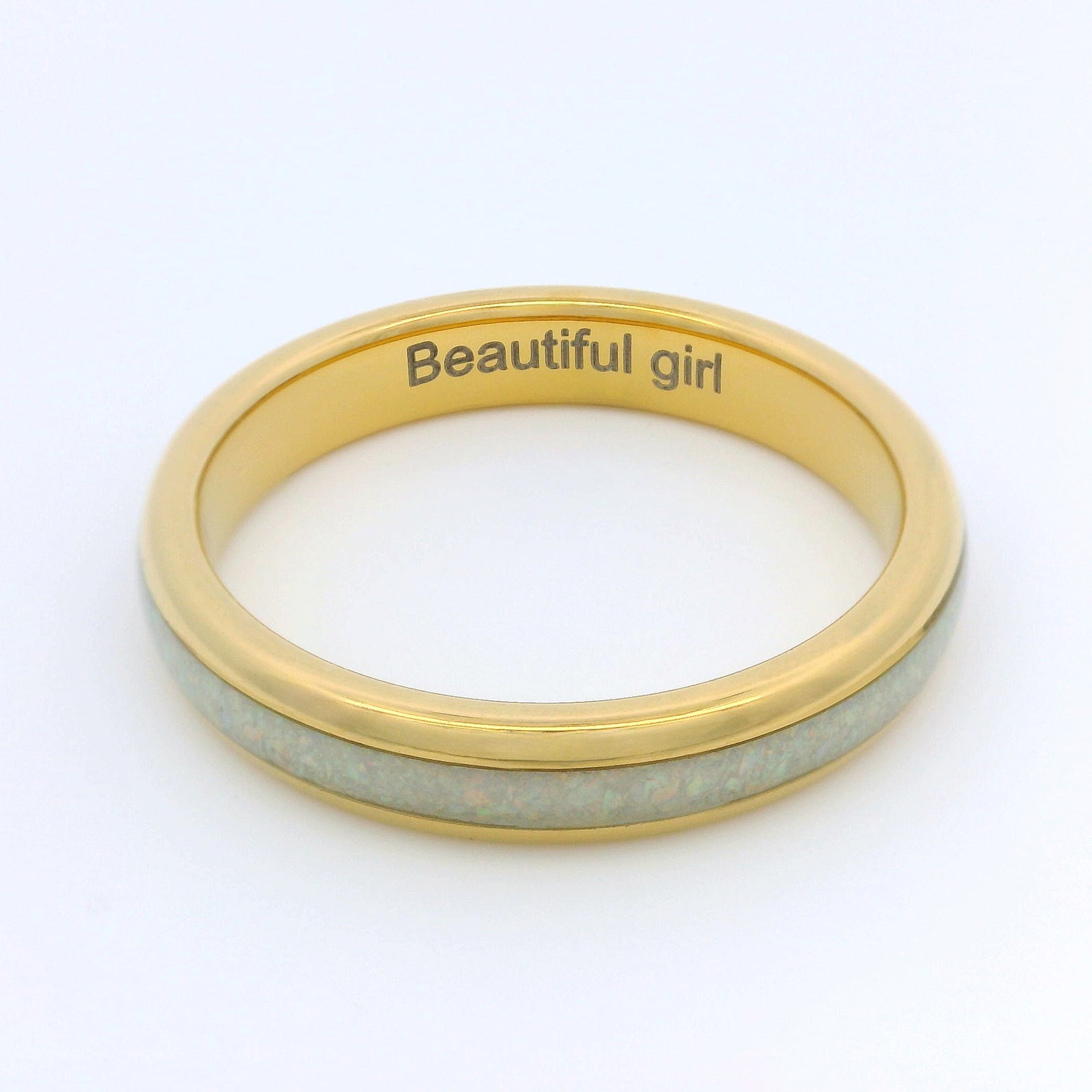 The Golden White Opal 4mm Wonder Ring Size U - Clearance 1132
