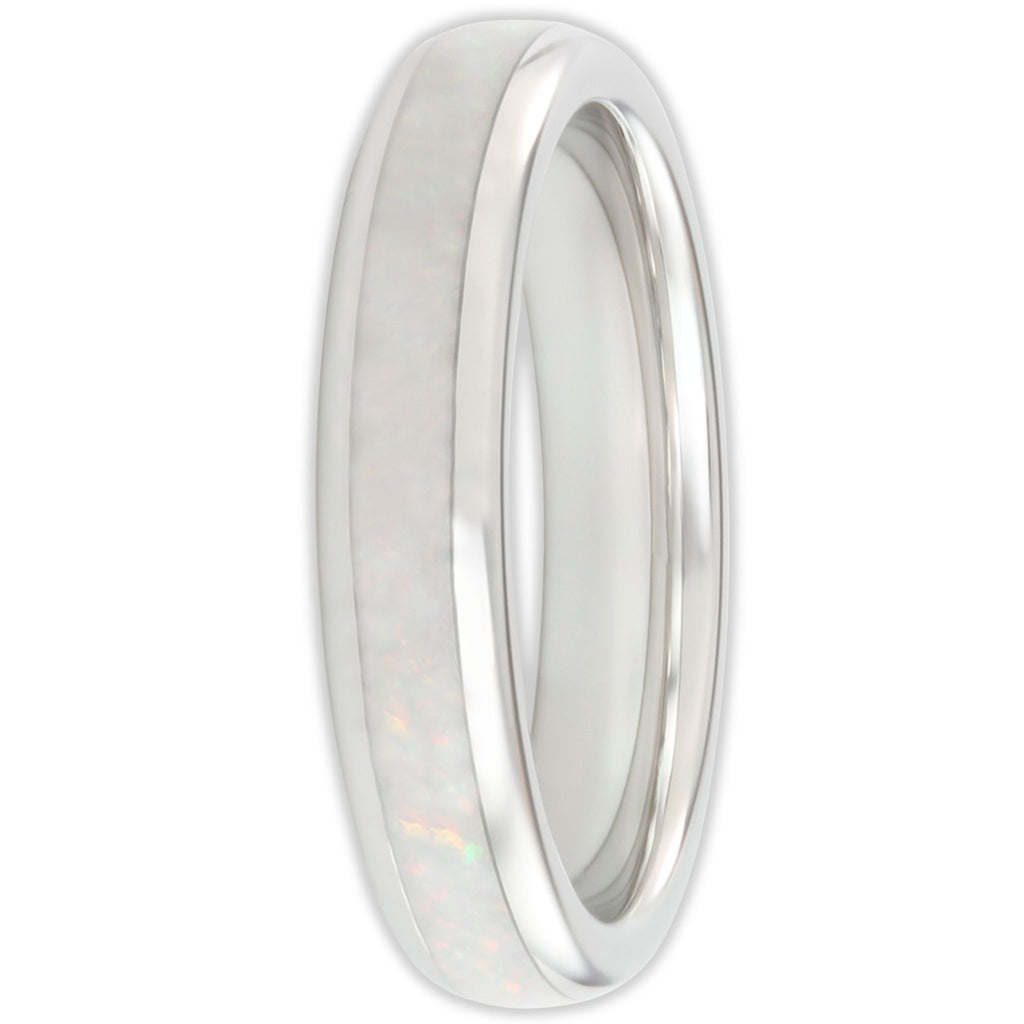 White Gold White Opal 4mm Wonder Ring