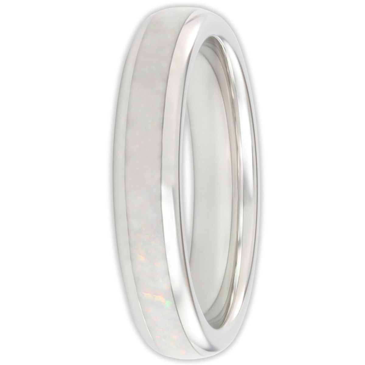 The White Gold White Opal 4mm Wonder Ring Size U - Clearance 1211