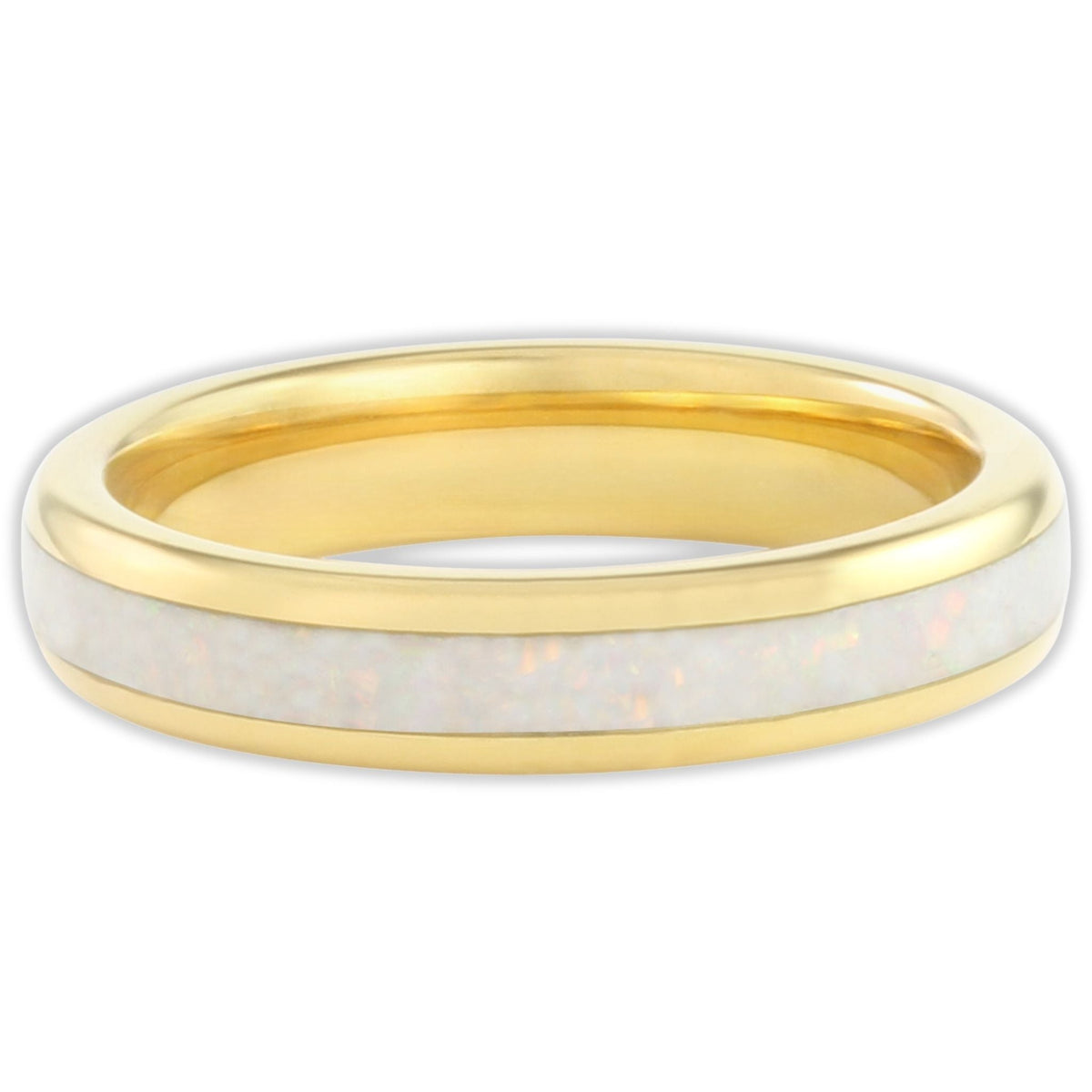 The Golden White Opal 4mm Wonder Ring Size Q - Clearance 1149