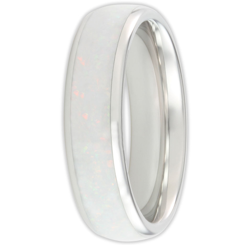 White Gold White Opal 6mm Wonder Ring