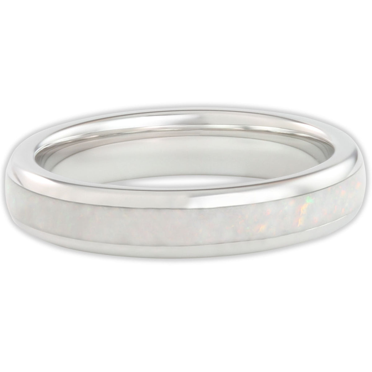 The White Gold White Opal 4mm Wonder Ring Size O - Clearance 1192