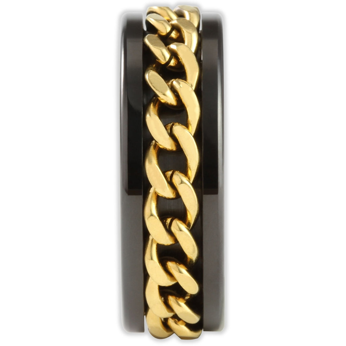 Black with Gold Rotating Chain 8mm Wonder Ring