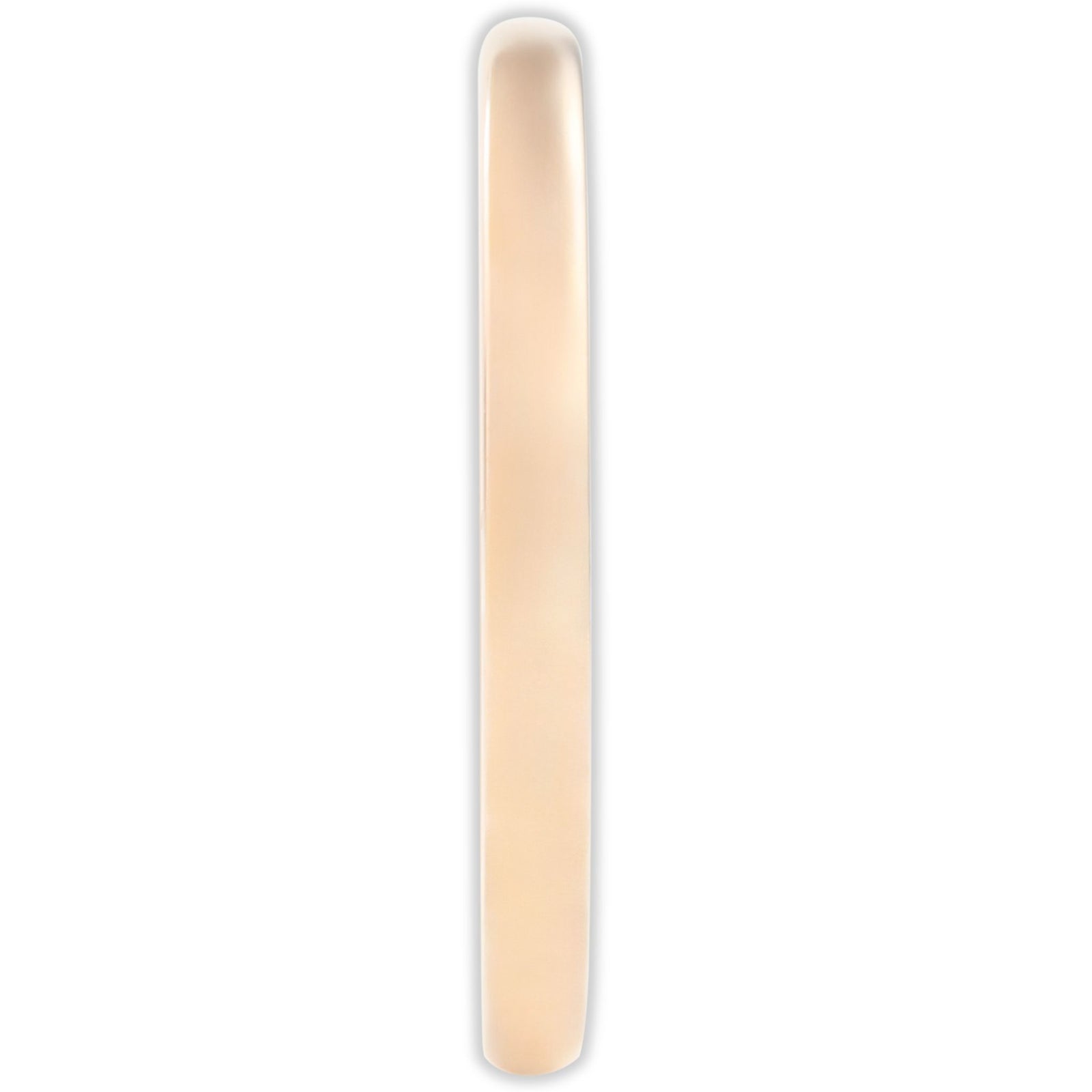End view of rose gold tungsten ring showing 2mm band width and rounded comfort-fit design