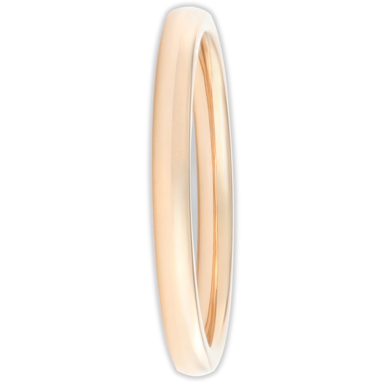 Front view of rose gold tungsten ring with smooth polished finish and 2mm band