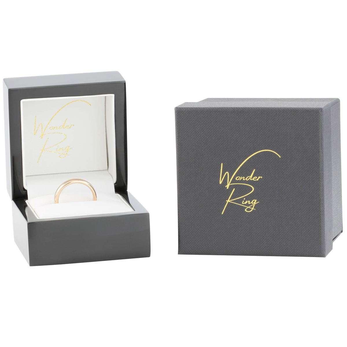 Rose gold tungsten 4mm ring presented in gift box