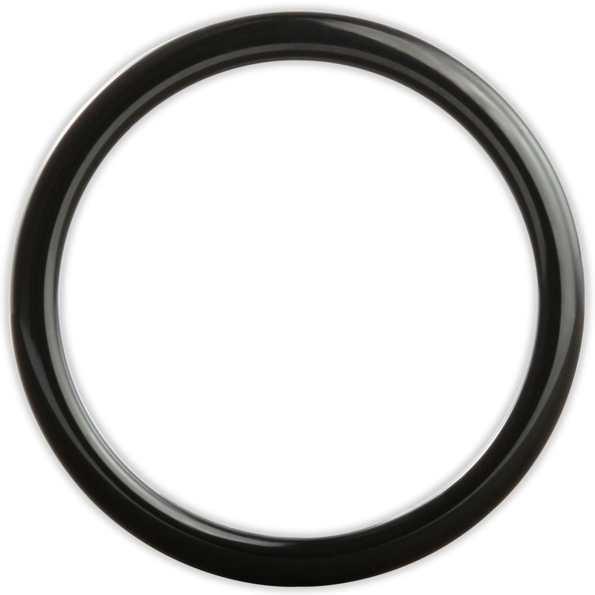 Side profile of black tungsten ring showing 2mm band depth and smooth curved edges