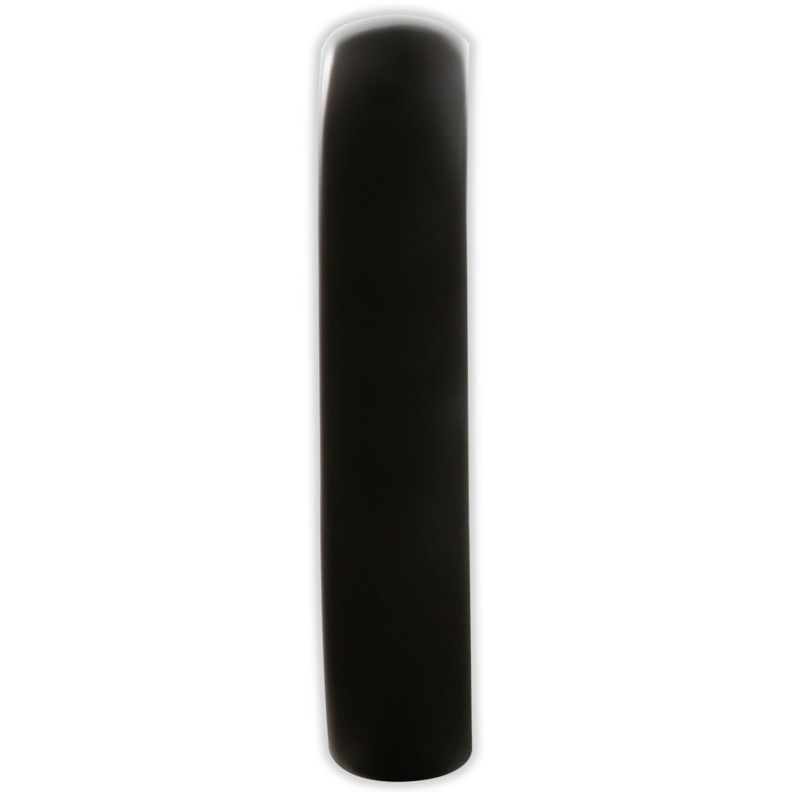 End view of black tungsten ring showing 4mm band width and rounded comfort-fit design