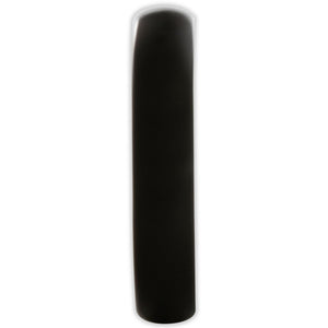 End view of black tungsten ring showing 4mm band width and rounded comfort-fit design