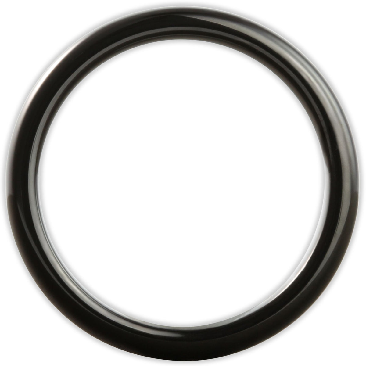 Side profile of black tungsten ring showing 4mm band depth and smooth curved edges