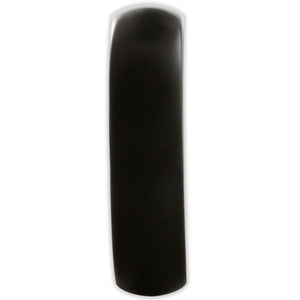 End view of black tungsten ring showing 6mm band width and rounded comfort-fit design