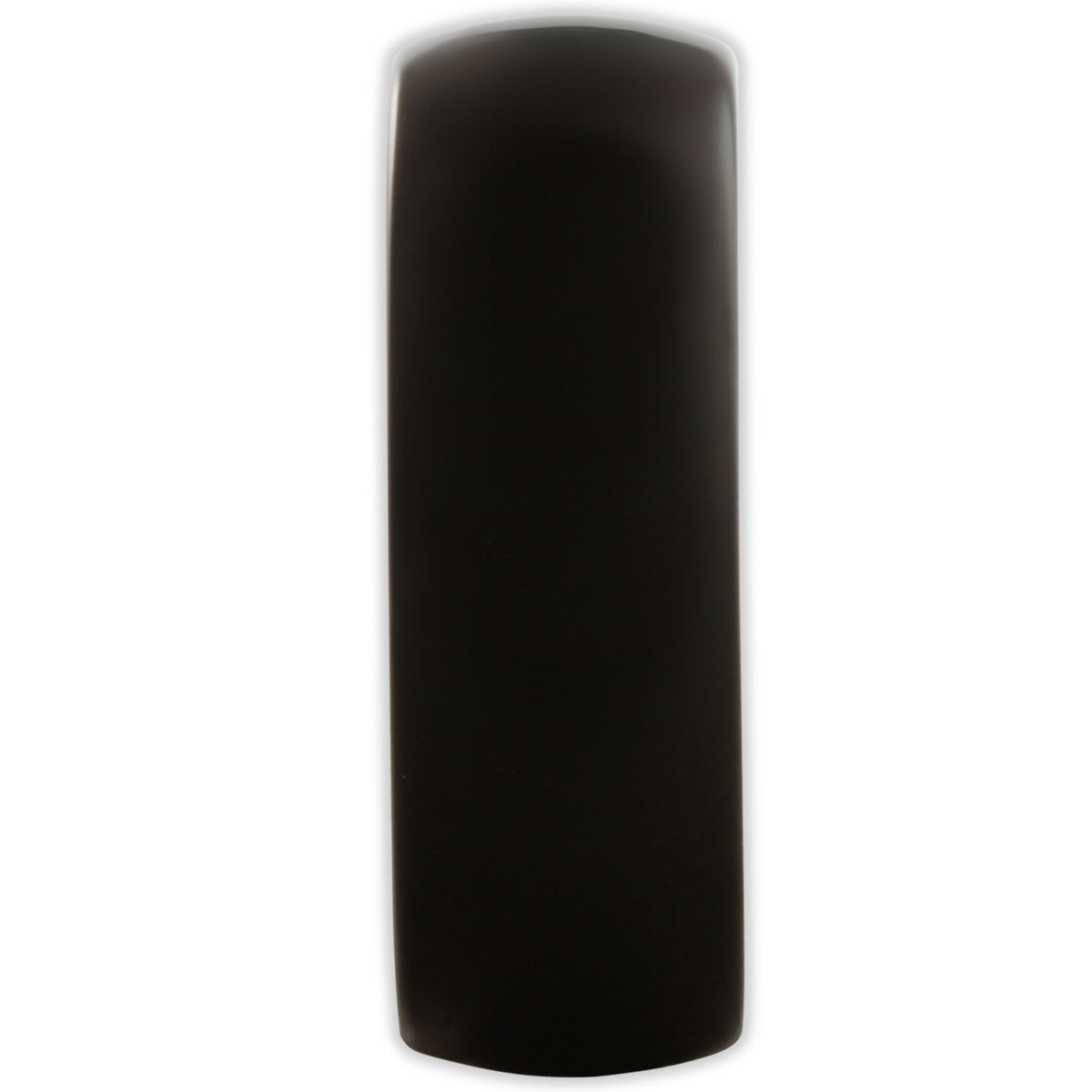 End view of black tungsten ring showing 8mm band width and rounded comfort-fit design