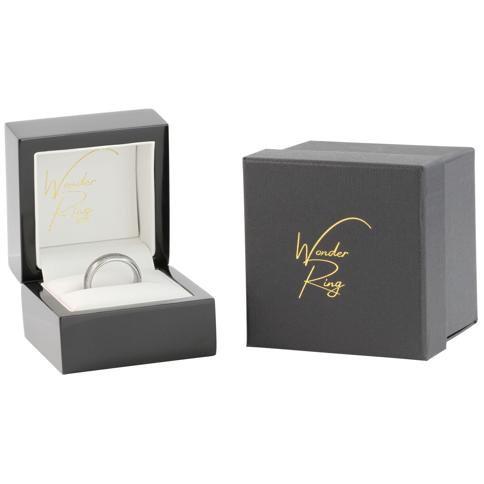 Tungsten ring with wood and steel inlay and 6mm band presented in gift box