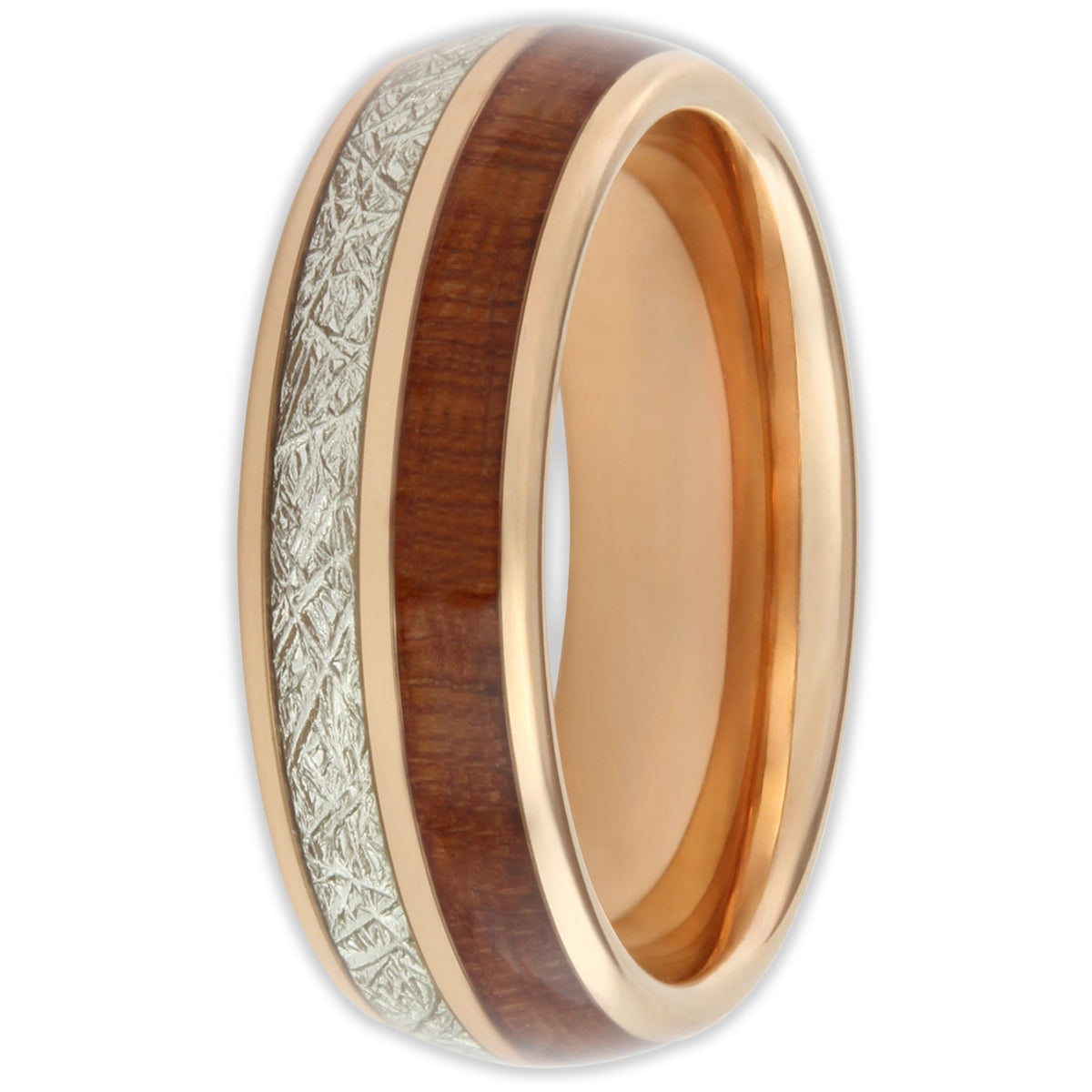 The Rose Gold Wood and Steel 8mm Wonder Ring