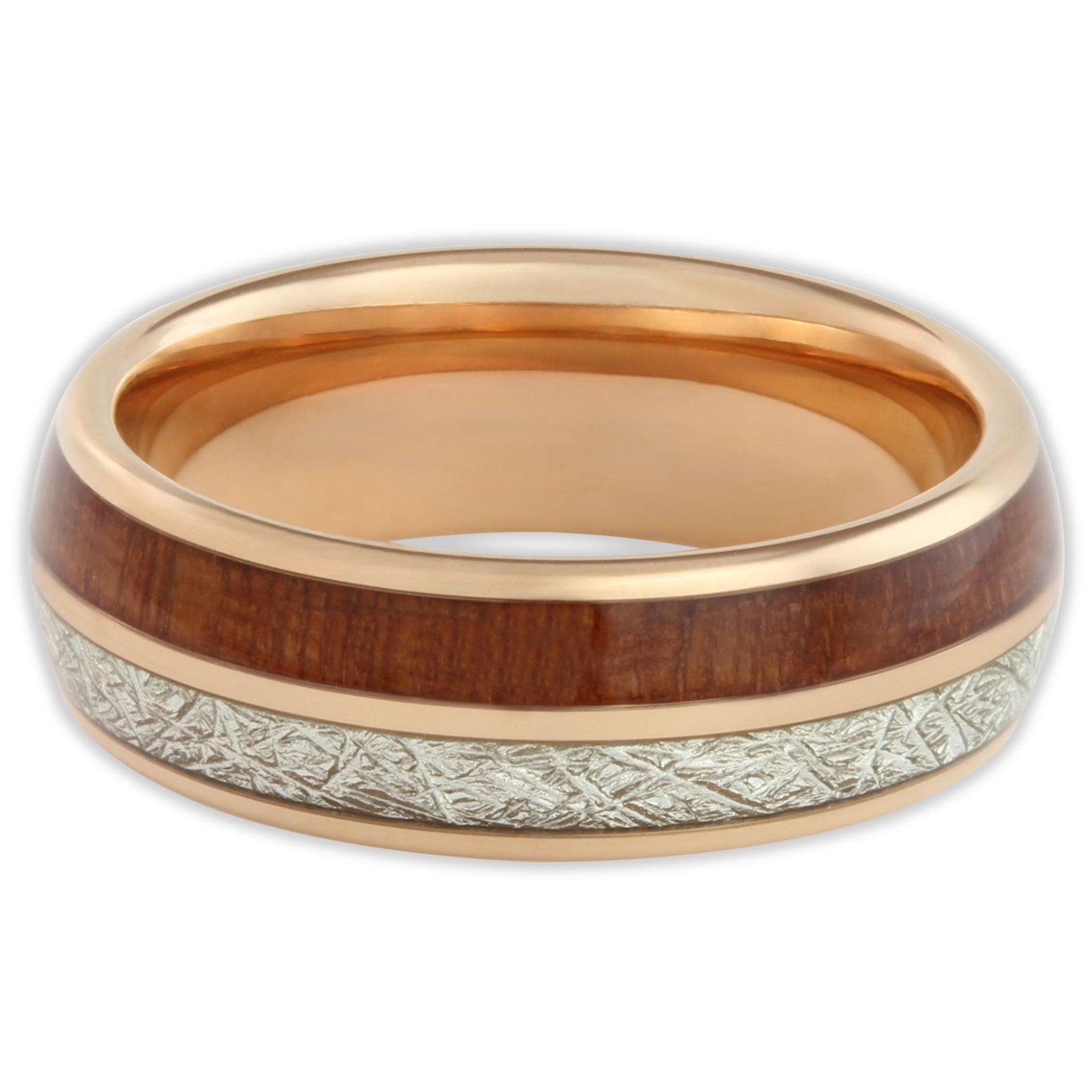 The Rose Gold Wood and Steel 8mm Wonder Ring