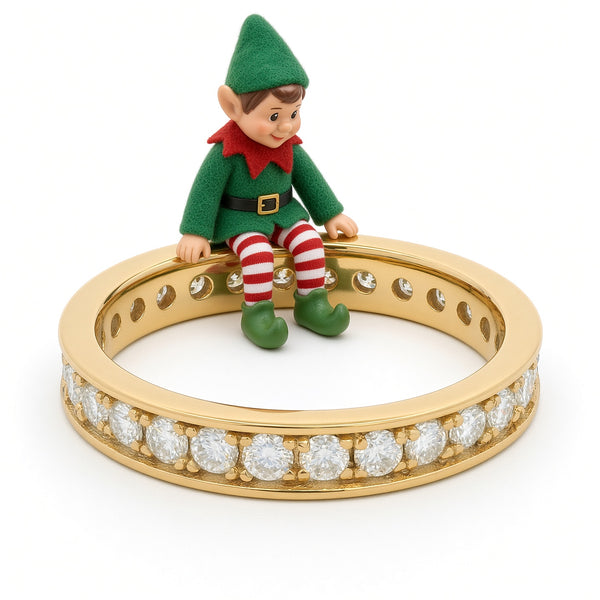 1ct Round Moissanite Full Eternity Ring | 18K Gold Dazzle Ring