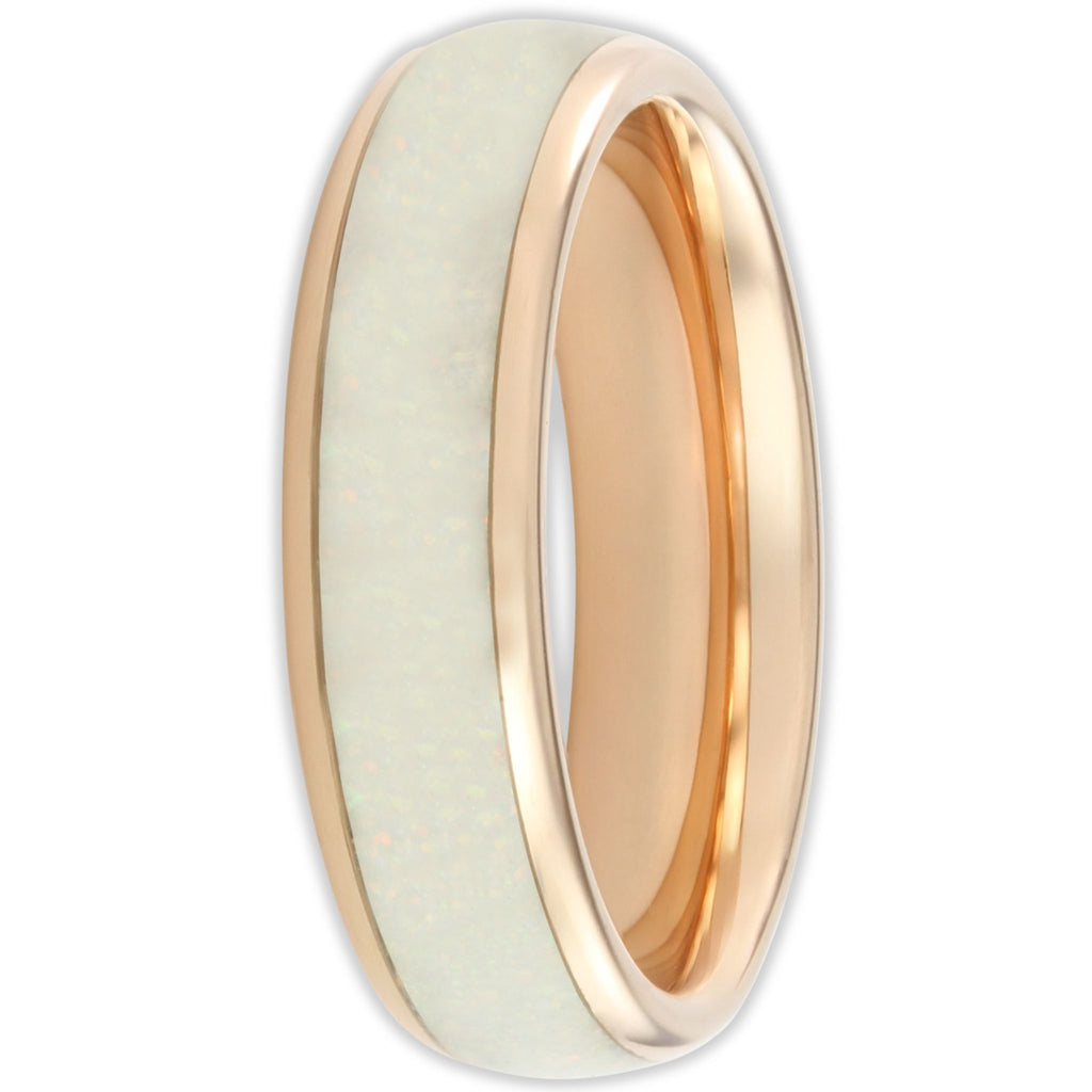 Rose Gold White Opal 6mm Wonder Ring