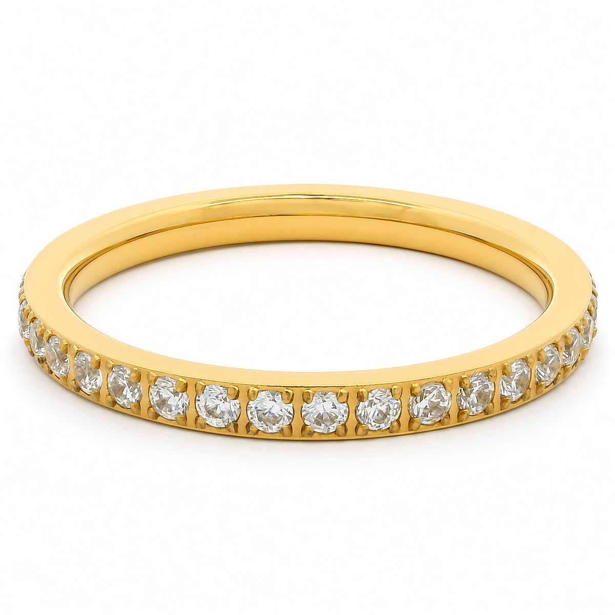 2mm Gold Full Glitz Eternity Ring | Cubic Zirconia Stacking Ring