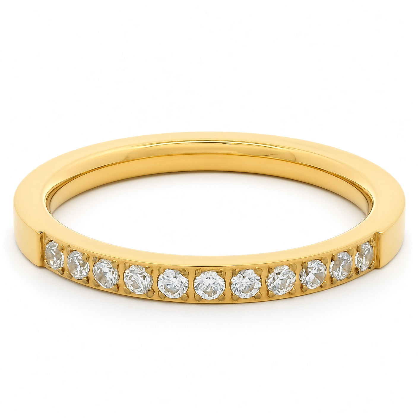 2mm Gold Half Glitz Eternity Ring | Cubic Zirconia Stacking Ring