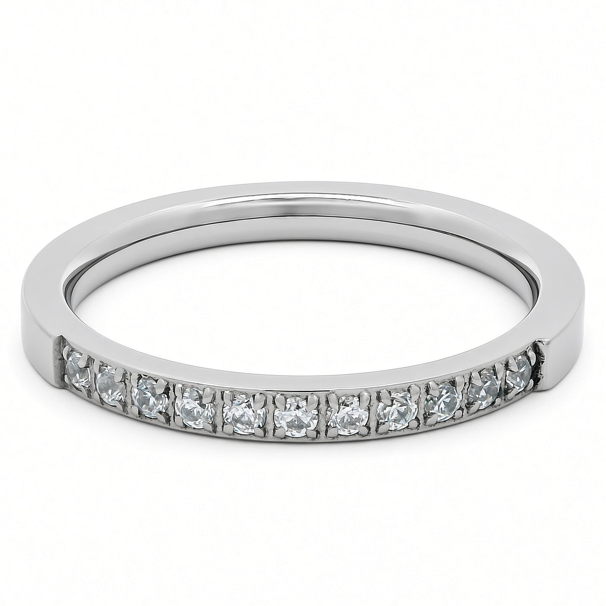 2mm Original Titanium Half Glitz Eternity Ring | Cubic Zirconia Stacking Ring