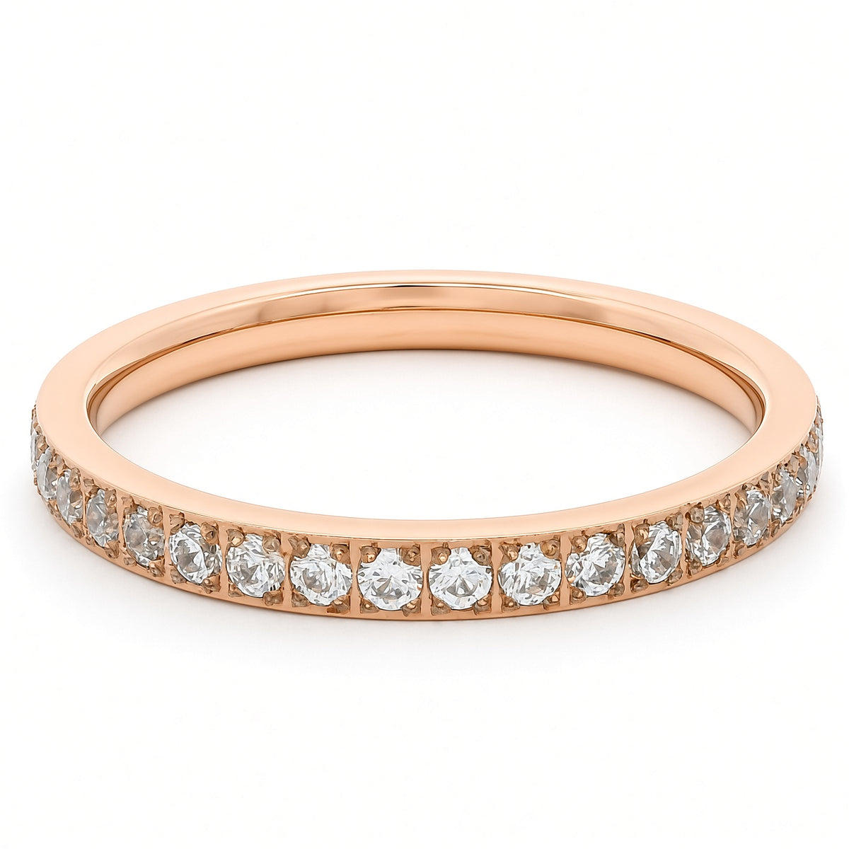 2mm Rose Gold Full Glitz Eternity Ring | Cubic Zirconia Stacking Ring