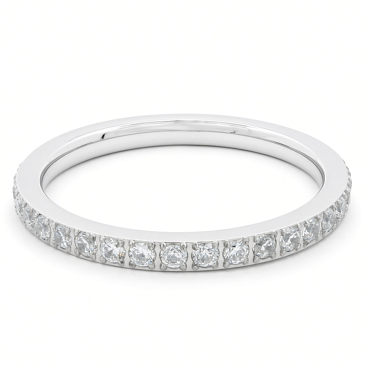 2mm White Gold Full Glitz Eternity Ring | Cubic Zirconia Stacking Ring