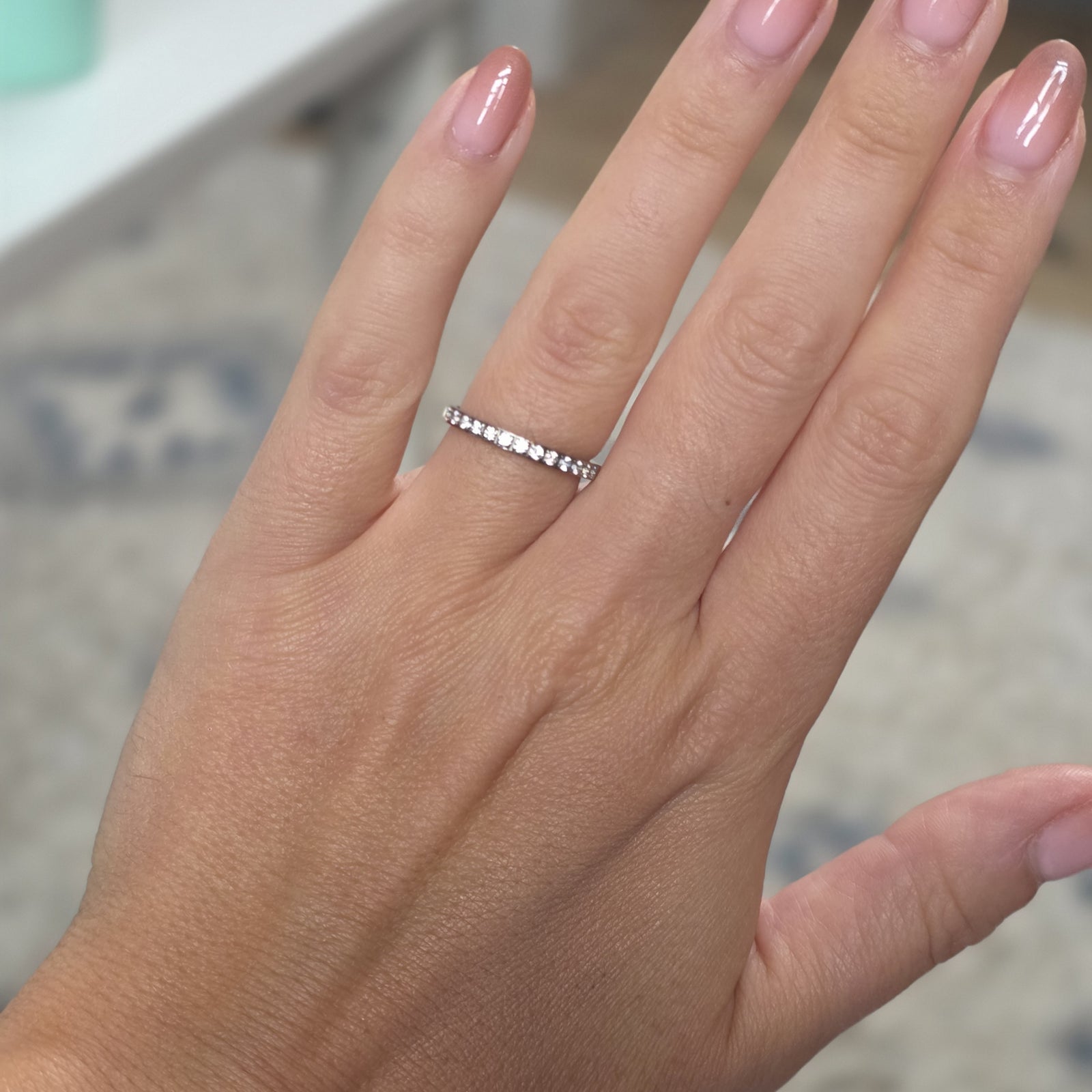 2mm White Gold Half Glitz Eternity Ring | Cubic Zirconia Stacking Ring