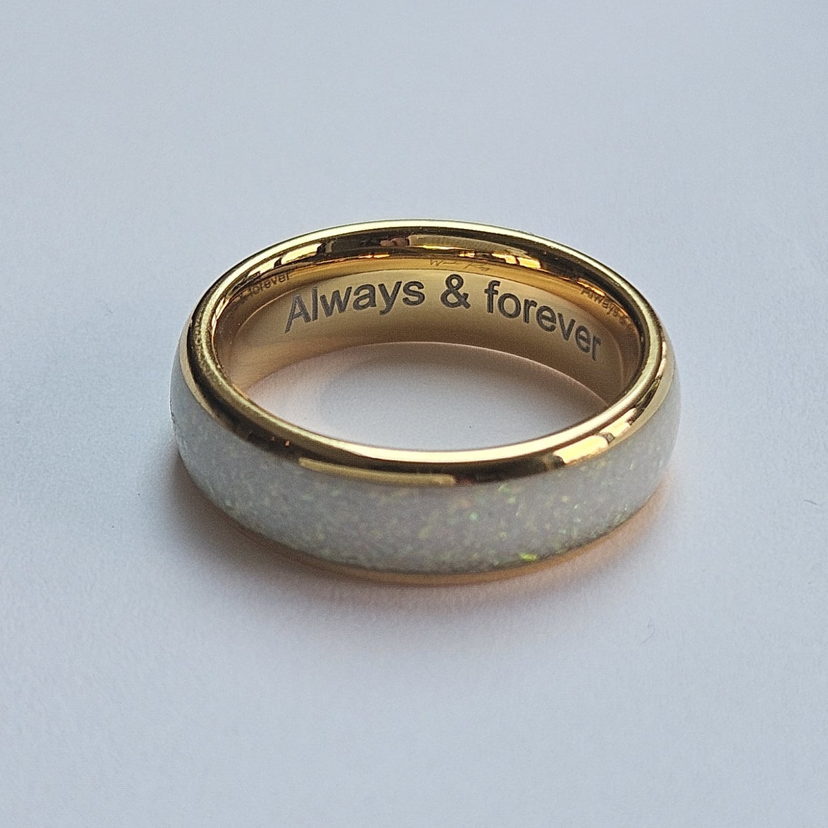 The Golden White Opal 6mm Wonder Ring Size M - Clearance 1076