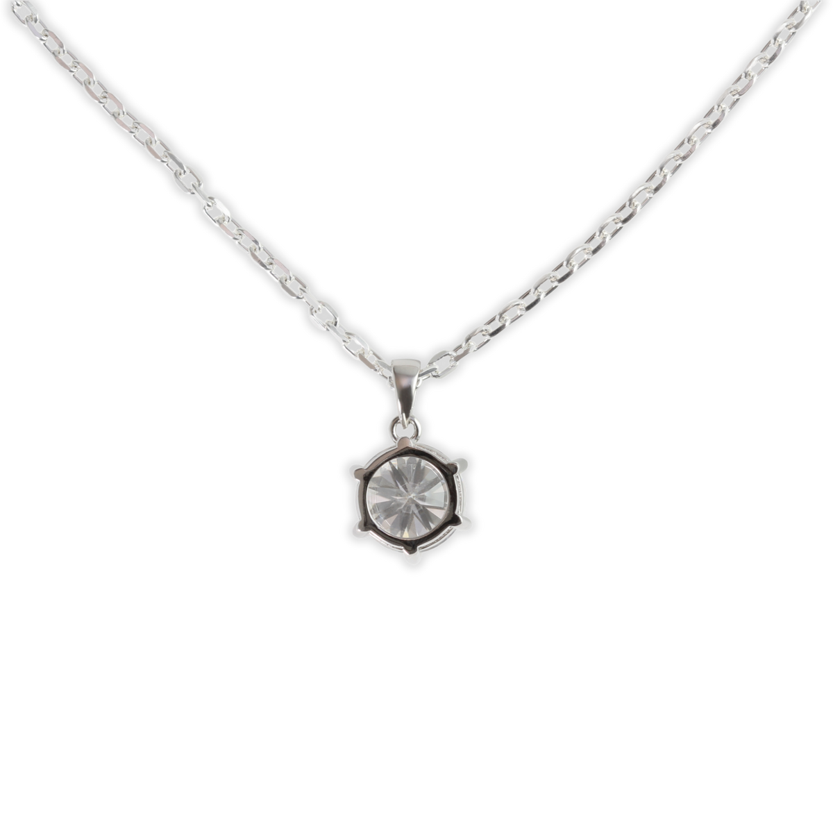 White Gold 3ct Round Moissanite Silver Dazzle Pendant Necklace