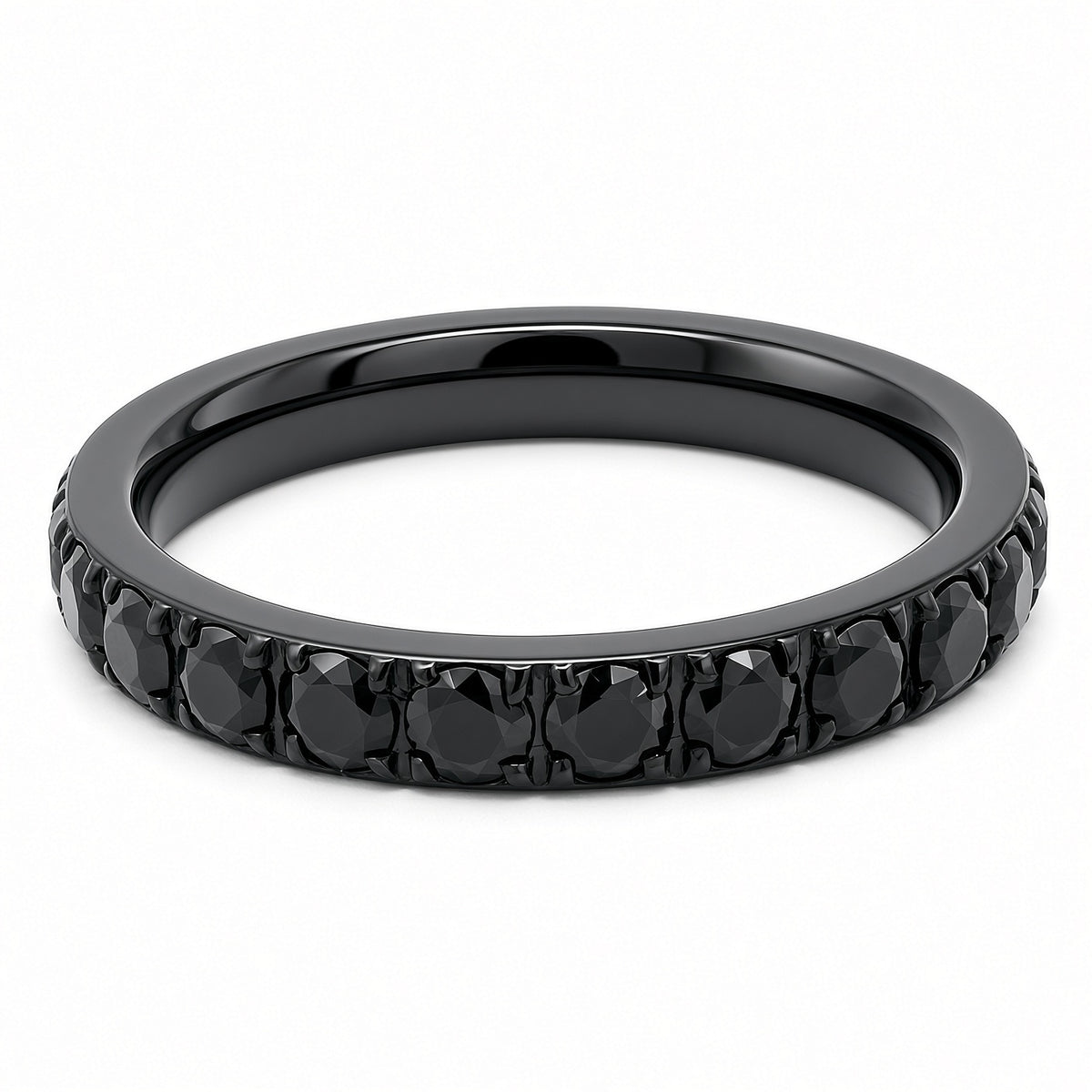 3mm Black Full Glitz Eternity Ring | Black Cubic Zirconia Stacking Ring