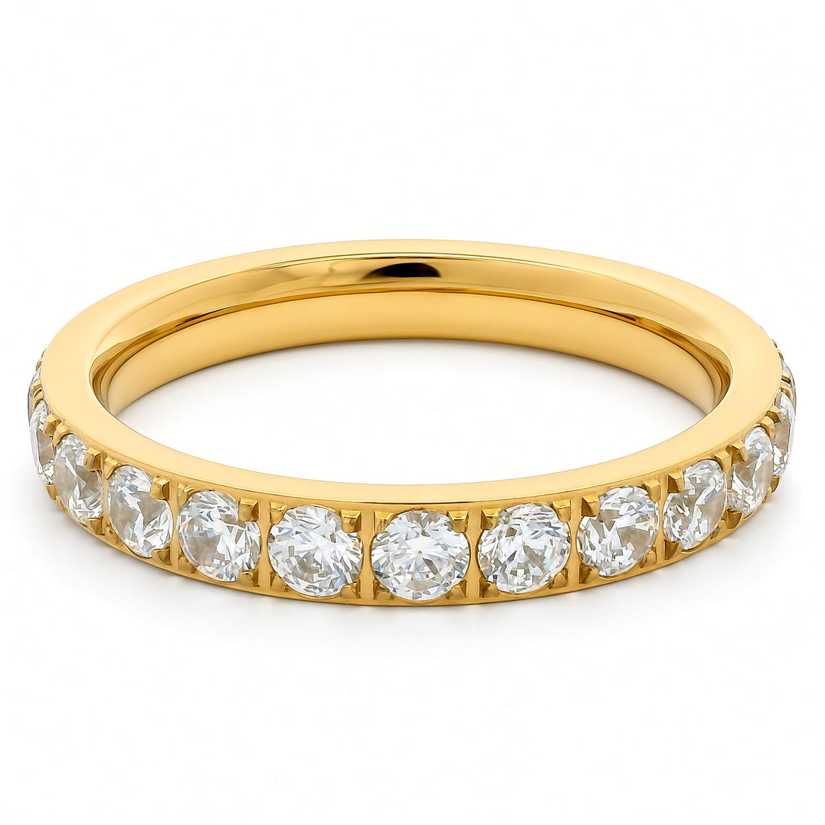 3mm Gold Full Glitz Eternity Ring | Cubic Zirconia Stacking Ring