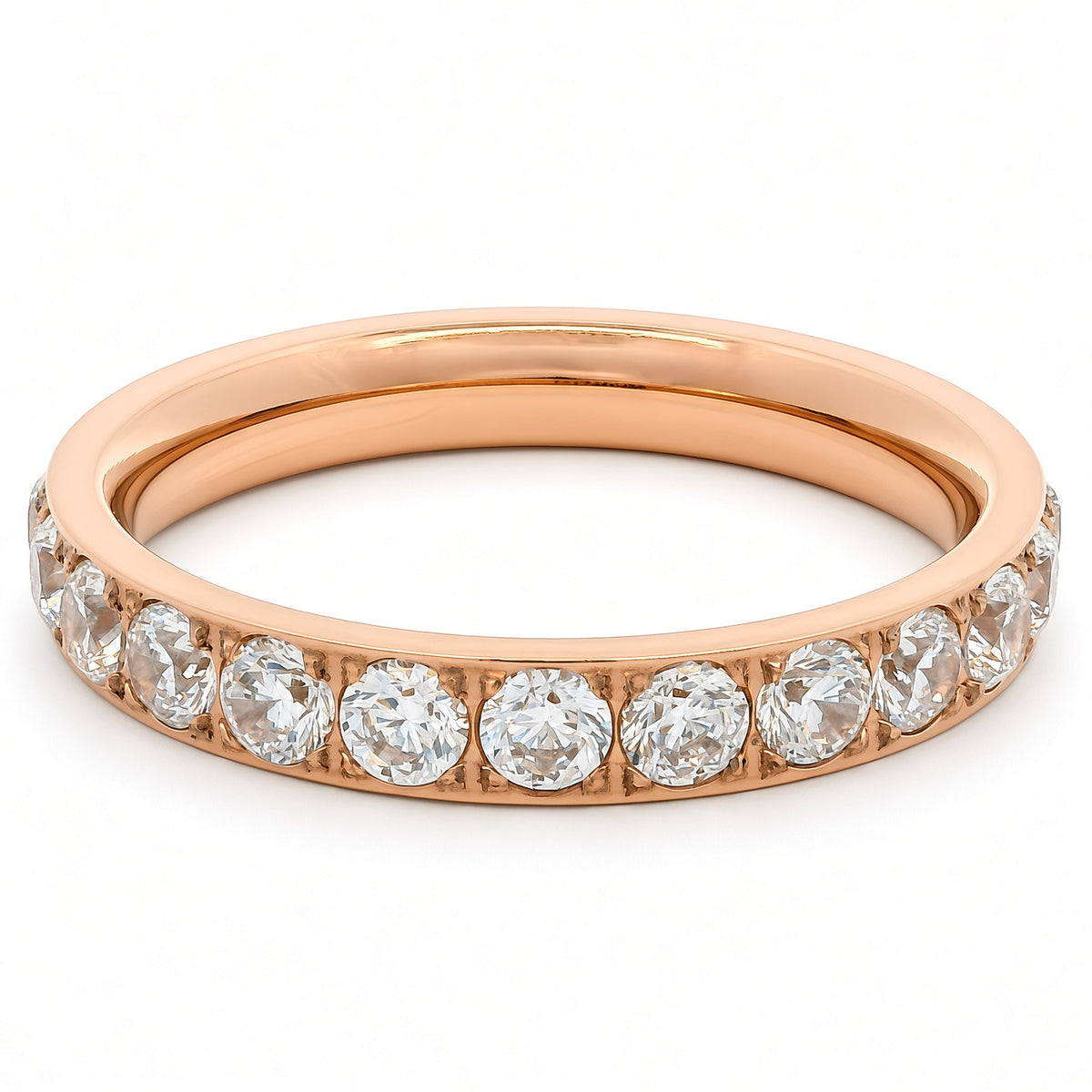 3mm Rose Gold Full Glitz Eternity Ring | Cubic Zirconia Stacking Ring
