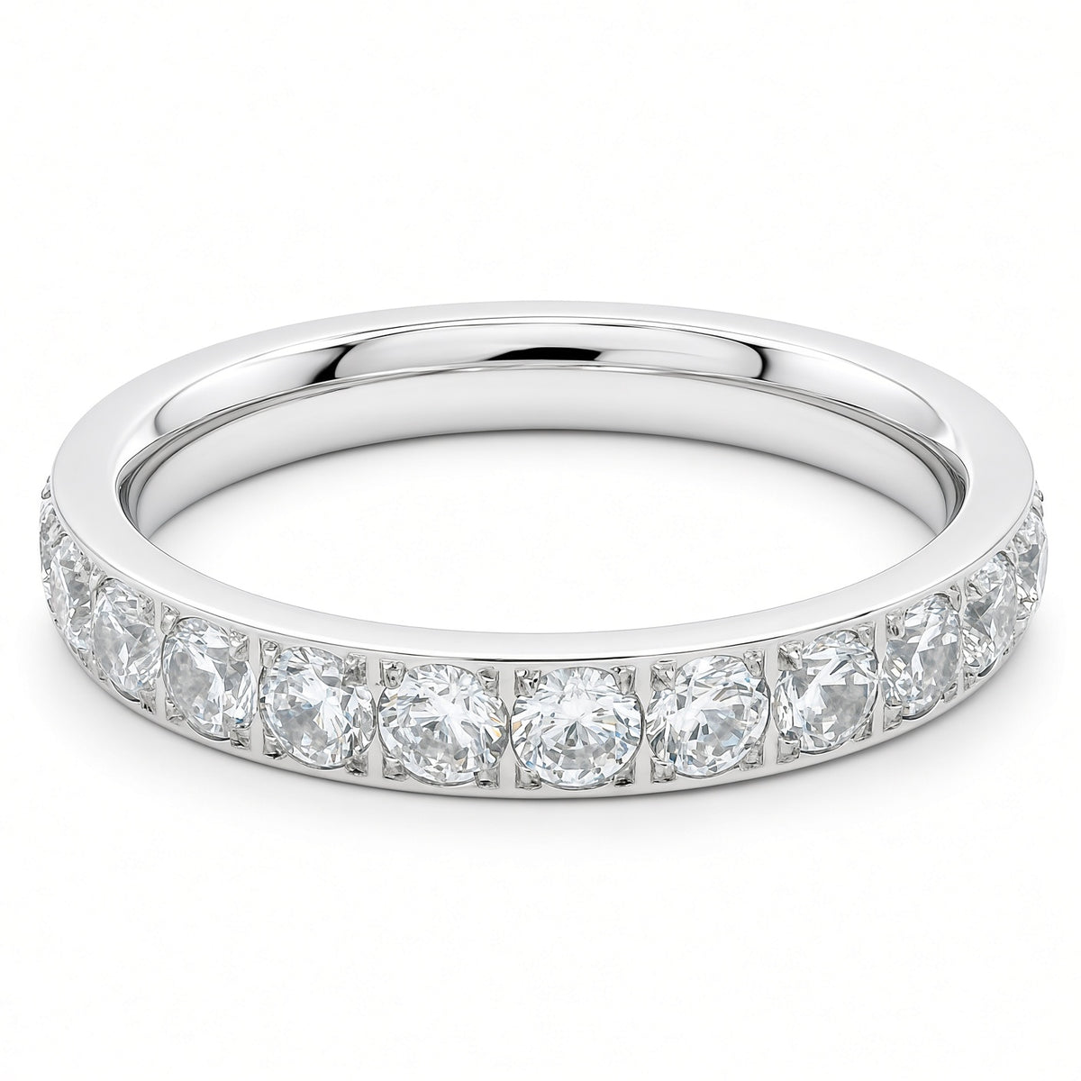 3mm White Gold Full Glitz Eternity Ring | Cubic Zirconia Stacking Ring