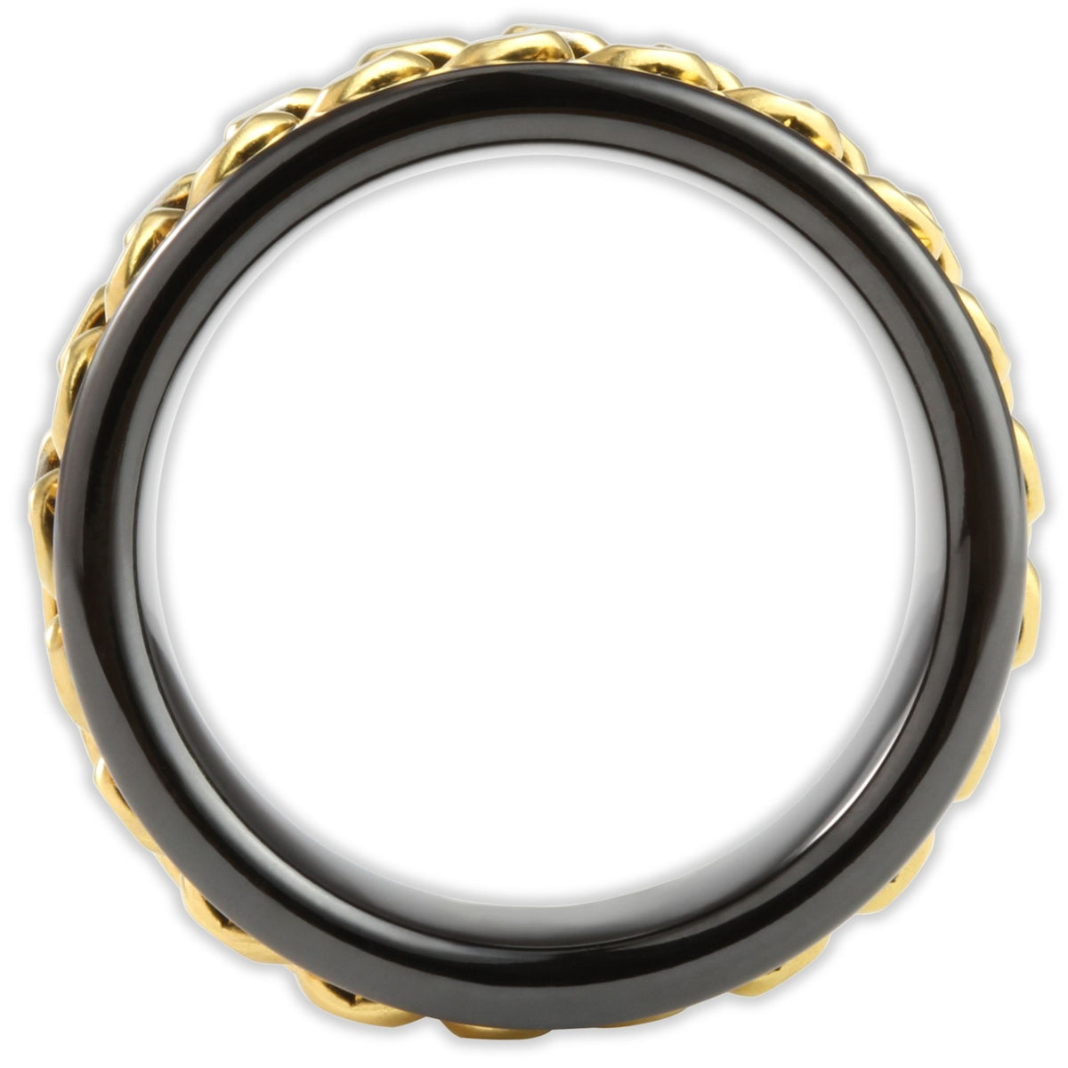 Black with Gold Rotating Chain 8mm Wonder Ring