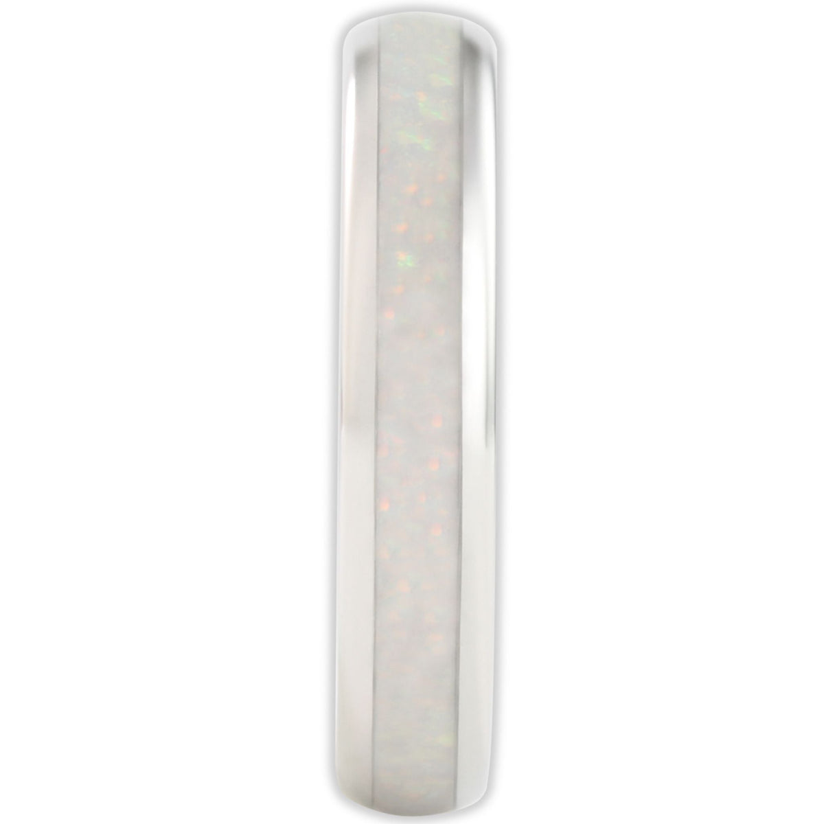 The White Gold White Opal 4mm Wonder Ring Size O - Clearance 1192