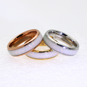 The White Gold White Opal Wonder Ring Set