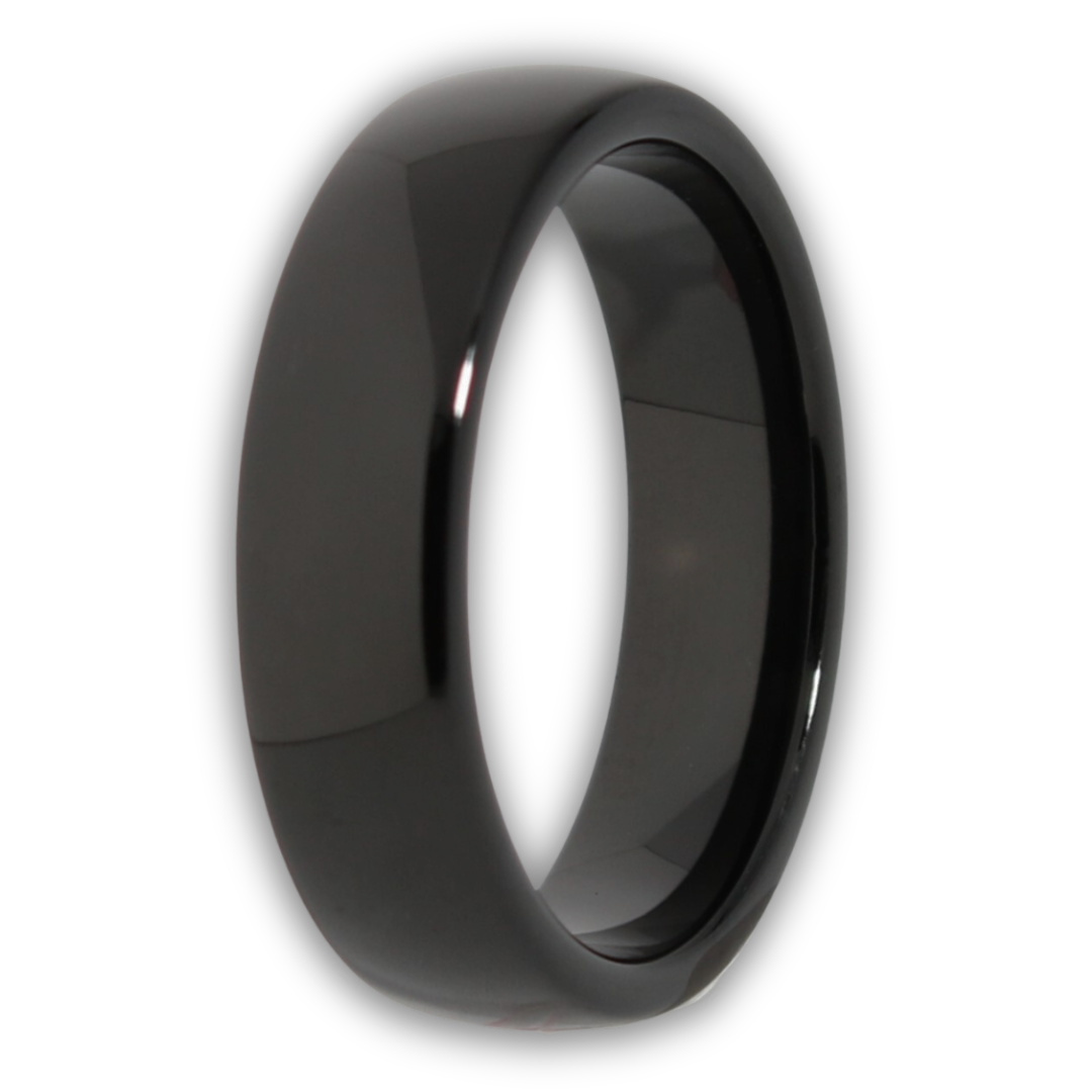 Glossy Black Polished Mens Womens Party Tungsten Wedding Wonder