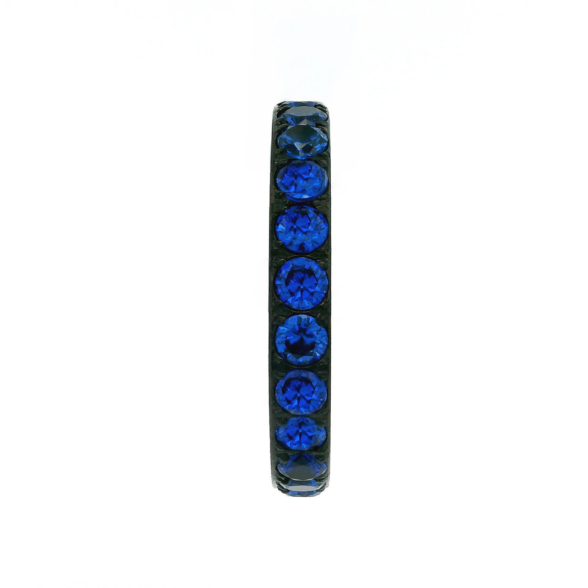 3mm Black Full Glitz Eternity Ring | Blue Cubic Zirconia Stacking Ring