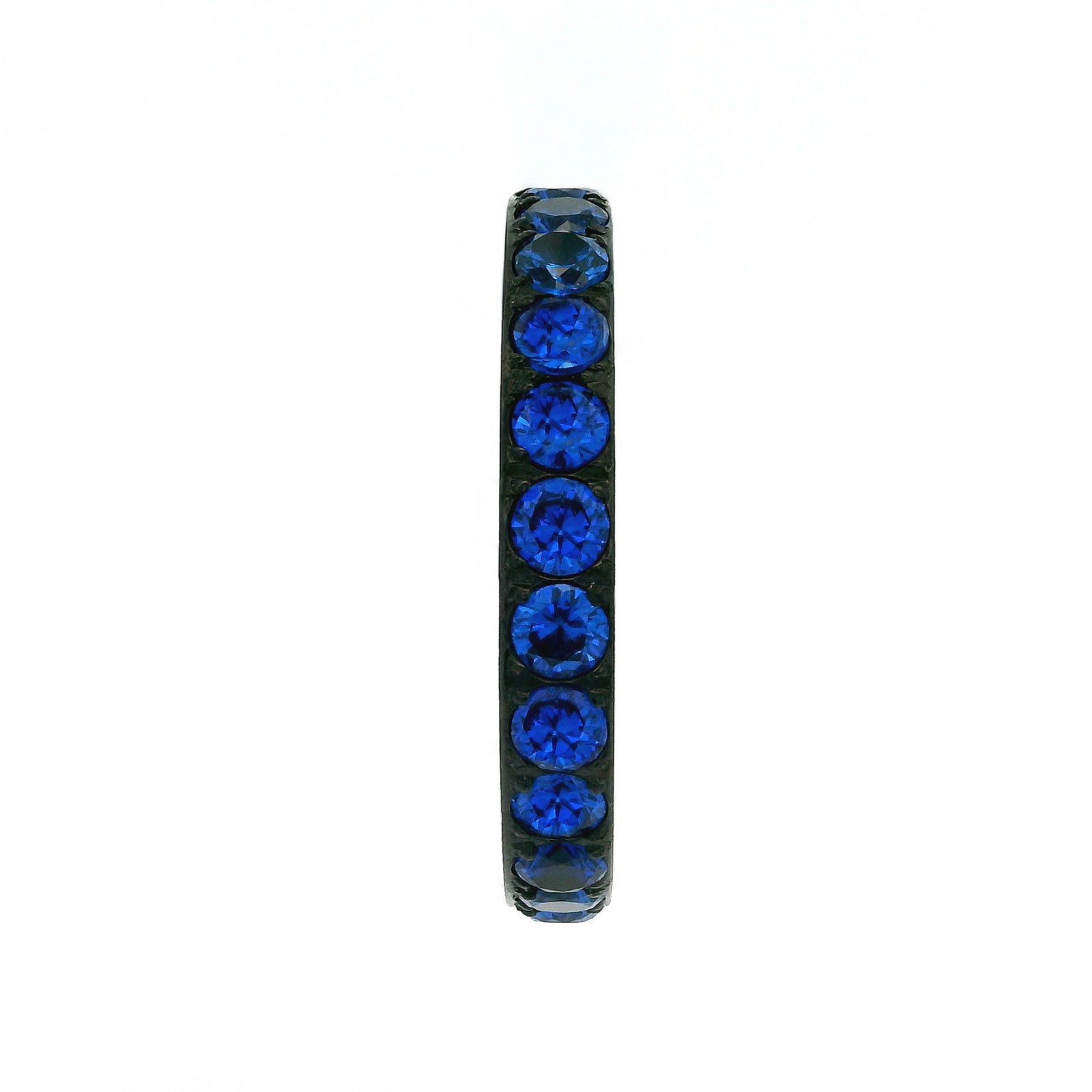 3mm Black Full Glitz Eternity Ring | Blue Cubic Zirconia Stacking Ring