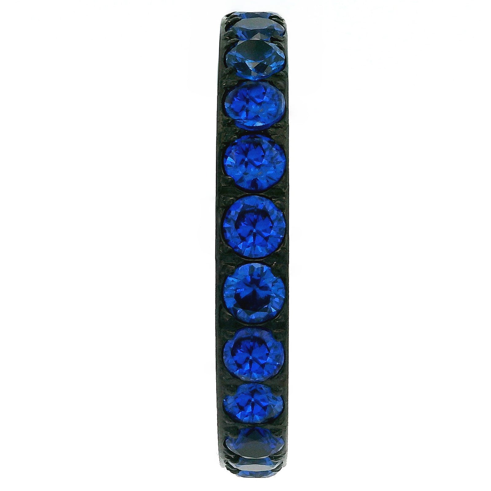 3mm Black Full Glitz Eternity Ring | Blue Cubic Zirconia Stacking Ring